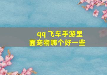 qq 飞车手游里面宠物哪个好一些